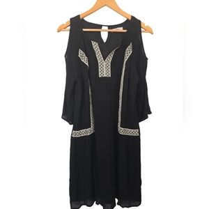 White Mark Black Dress with Cream Detailing Medium